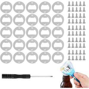 Lot de 25 ouvre-bouteilles vides et ouvre-bouteilles pour bière – bricolage, en métal, rondes, argentées – pour cuisine, bar, restaurant – en résine