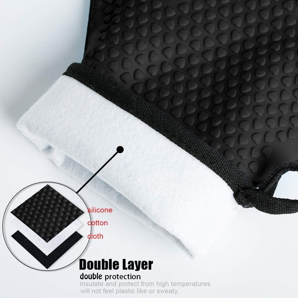 imageGants de Cuisine Silicone et Coton Double Couche Gants de BBQ rsistants la ChaleurGants de CuissonGants de FourPortecasseroles de Cuisson 1 PaireNoir Allong