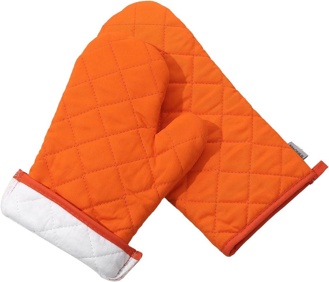imageEnsemble de 4 maniques et portepots haute rsistance la chaleur 260 C extra pais longs gants de cuisine en coton pour la cuisson 30 cm grisCoton Orange