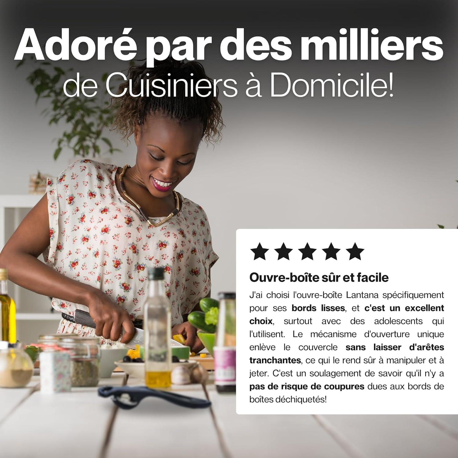 imageLantana Ouvrebotedcapsuleur 2 en 1 ouverture manuelle simple et sans danger des botes de conserves dcoupe latralevite les bords coupants ou dentels noiracier inoxydable