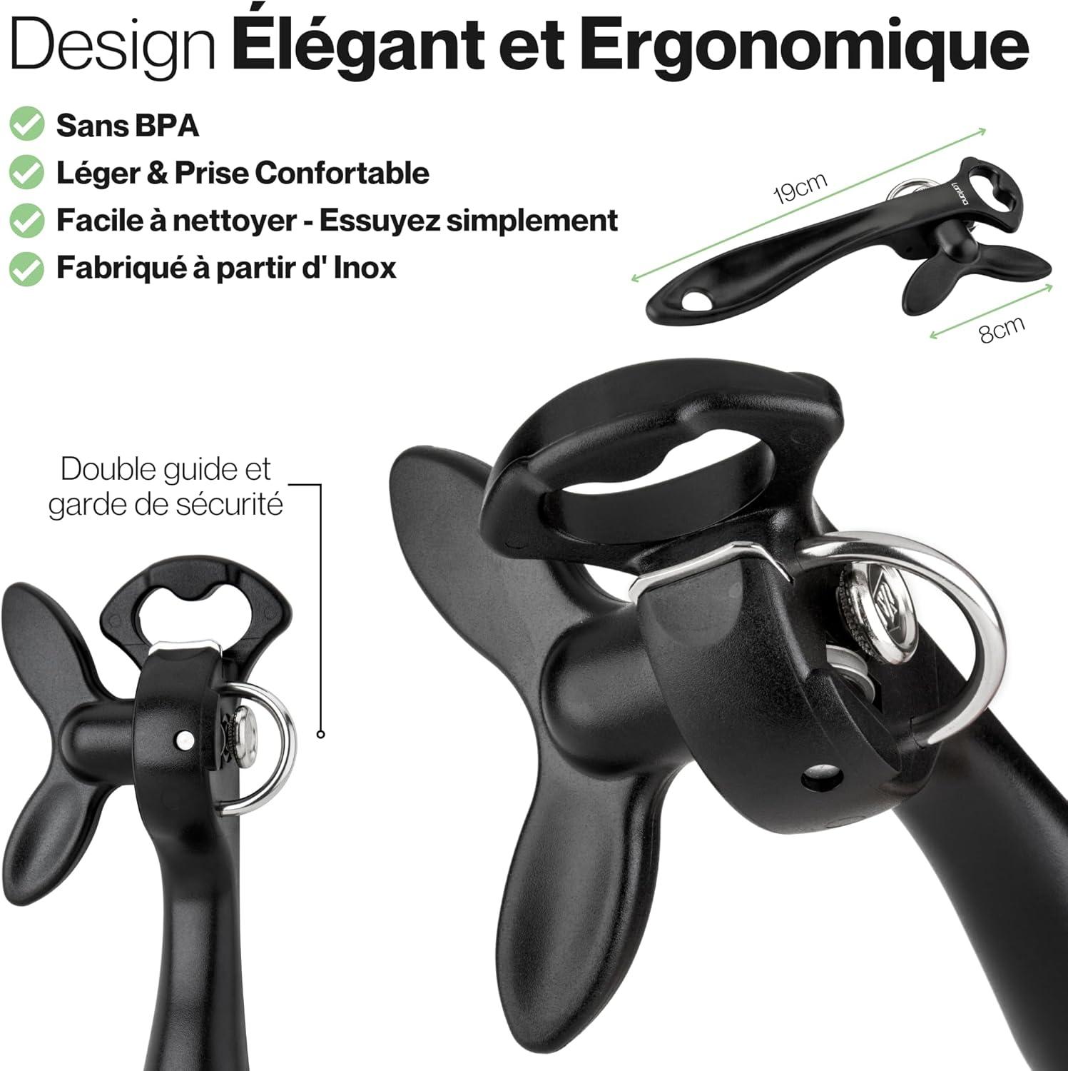imageLantana Ouvrebotedcapsuleur 2 en 1 ouverture manuelle simple et sans danger des botes de conserves dcoupe latralevite les bords coupants ou dentels noiracier inoxydable