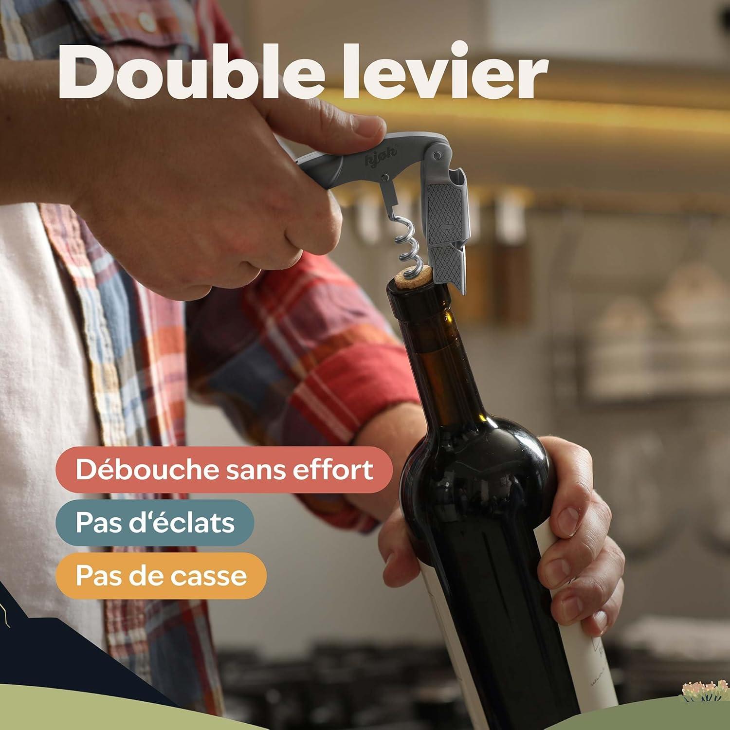 imagekjk Premium Couteau de sommelier en acier inoxydable bross avec manche en bois et coupecapsule lgant outil de serveur avec tirebouchon ouvrebouteille ouvreur de vinAcier Inoxydable
