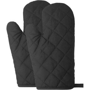 1 Paire(2 Pièces) Gants de Four en Coton,Anti Chaleur Jusqu&rsquo;à 250°C,Gants de Cuisson pour Cuisine,Cuisson,Pâtisserie,Grillage,Noir