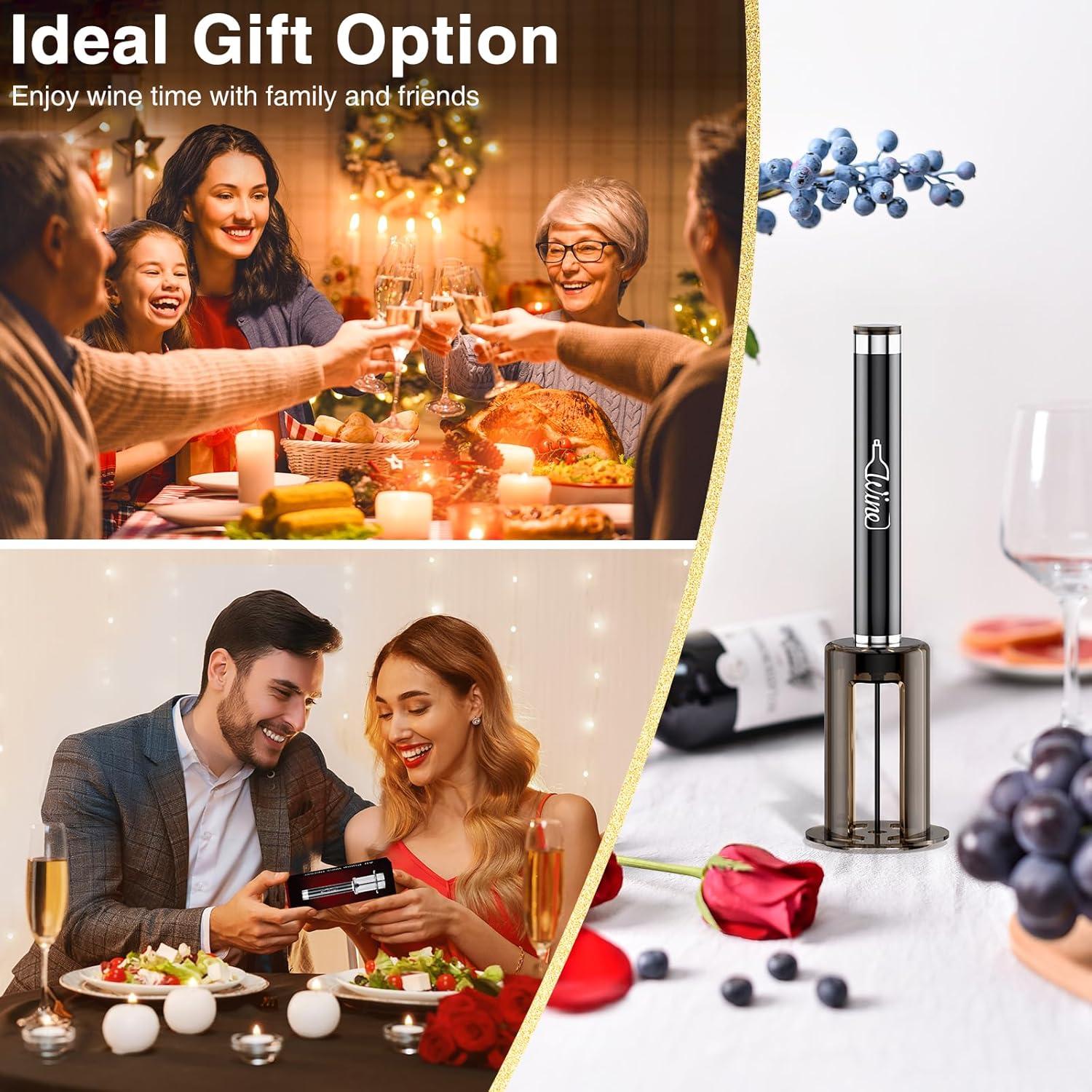 imageQuntis Tire Bouchon TireBouchon Pression dair 7S Cork Pops Out Dcapsuleur Vin Rouge Outils Ouverture de Bouteille Portable Vin Accessoire Professionnel Pompe BouteilleBrun