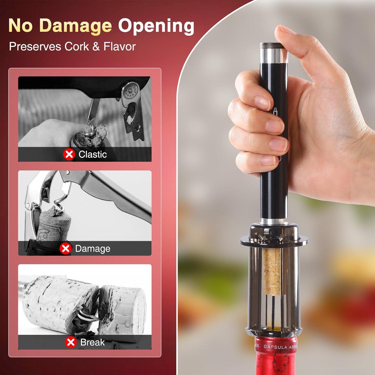 imageQuntis Tire Bouchon TireBouchon Pression dair 7S Cork Pops Out Dcapsuleur Vin Rouge Outils Ouverture de Bouteille Portable Vin Accessoire Professionnel Pompe BouteilleBrun