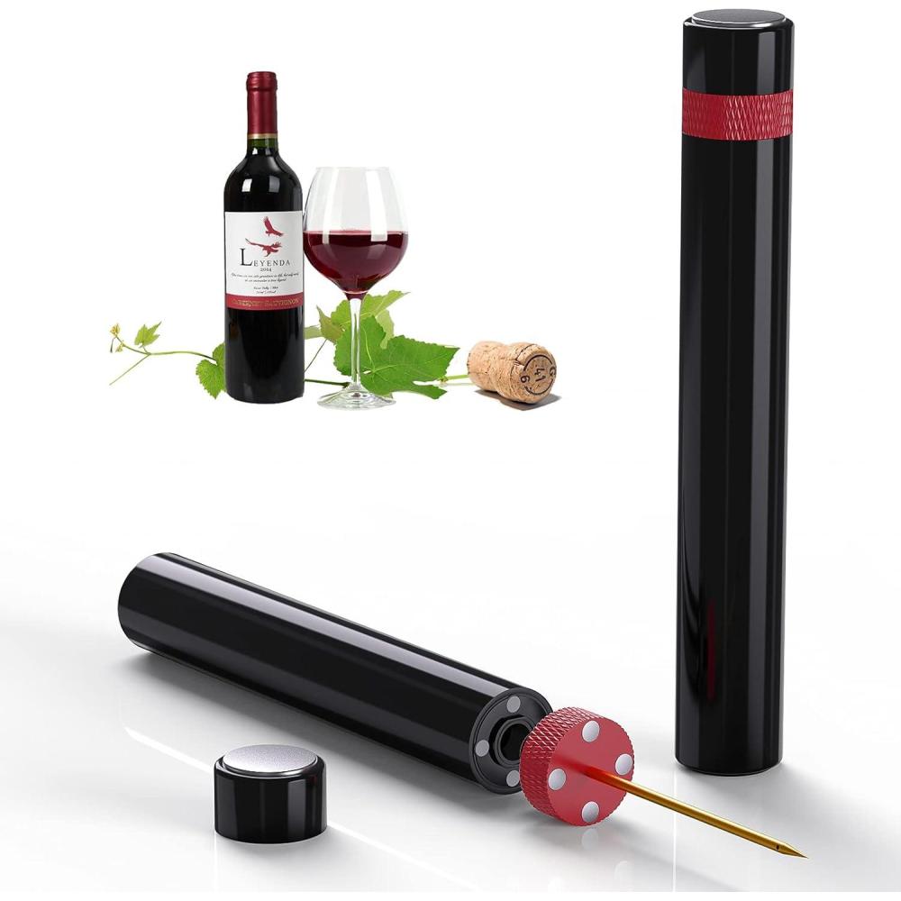 imageQuntis Tire Bouchon TireBouchon Pression dair 7S Cork Pops Out Dcapsuleur Vin Rouge Outils Ouverture de Bouteille Portable Vin Accessoire Professionnel Pompe BouteilleArgent