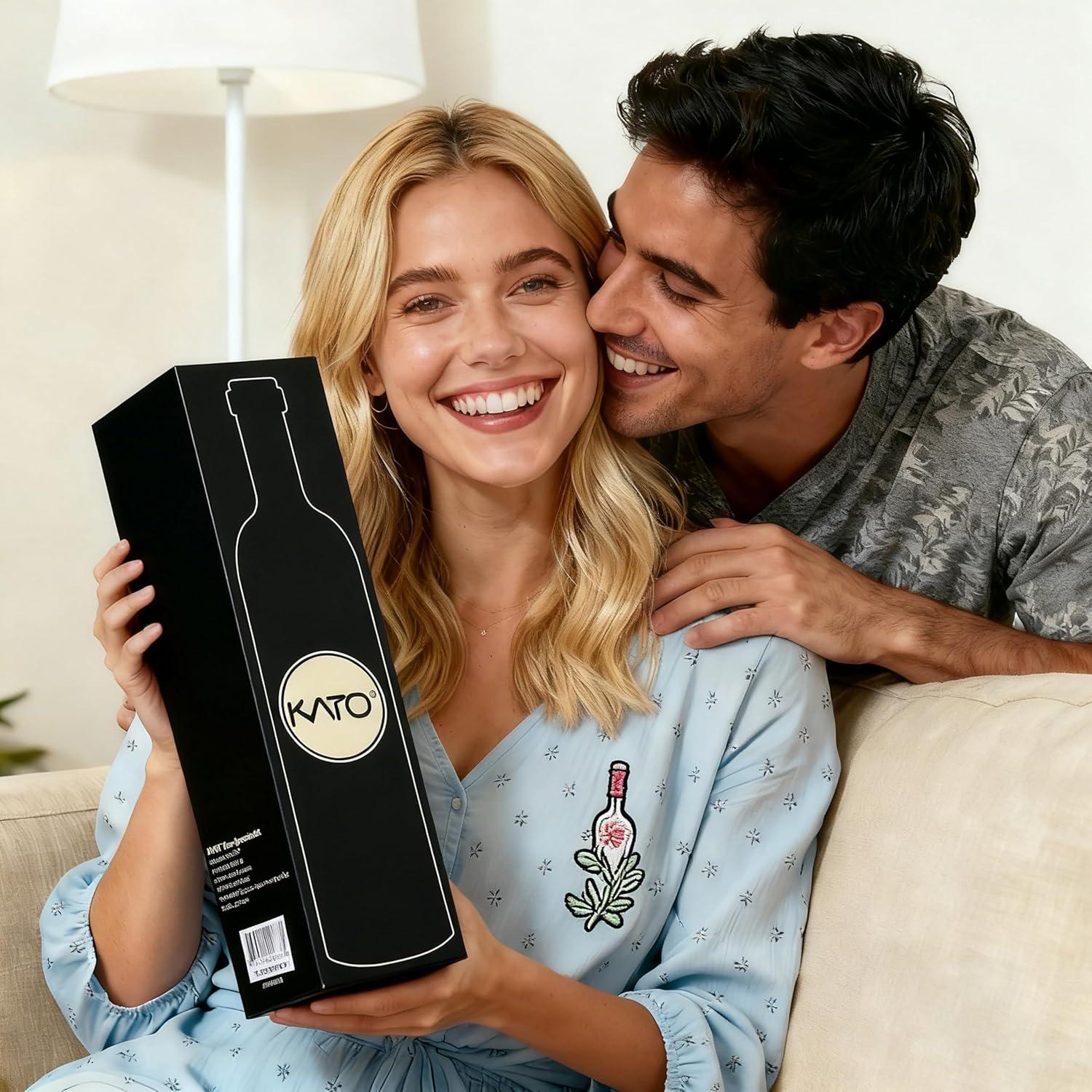 imageKato Wine Accessories Gift Set Kit ouvreBouteille de vin TireBouchon Anneau AntiGoutte CoupeCapsule verseur et Bouchon de vin Cadeau de la SaintValentin pour Les Amateurs de vin NoirSet Daccessoires pour le Vin 5 Pices Rouge