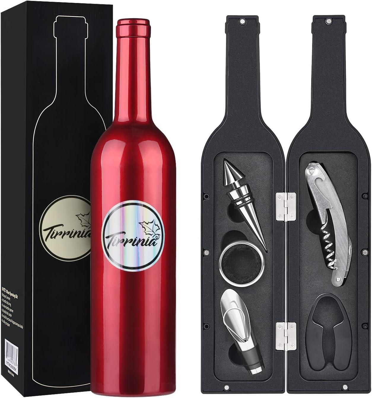 imageKato Wine Accessories Gift Set Kit ouvreBouteille de vin TireBouchon Anneau AntiGoutte CoupeCapsule verseur et Bouchon de vin Cadeau de la SaintValentin pour Les Amateurs de vin NoirSet Daccessoires pour le Vin 5 Pices Rouge
