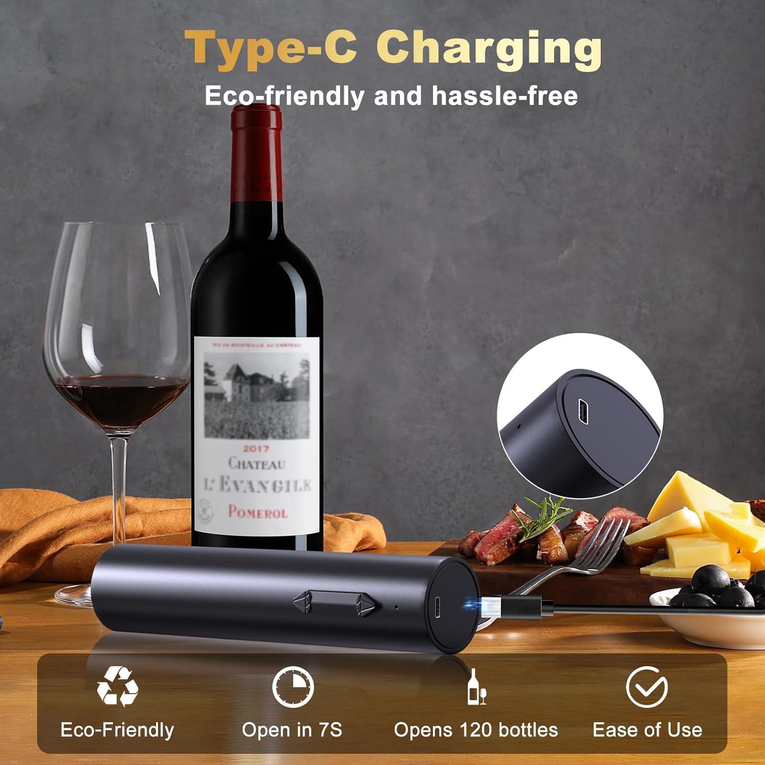 imageMarchpower TireBouchon lectrique 7s OuvreBouteille Automatique Rechargeable avec CoupeCapsule Cadeau pour Homme Nol Nouvel An ampamp SaintValentin3 en 1