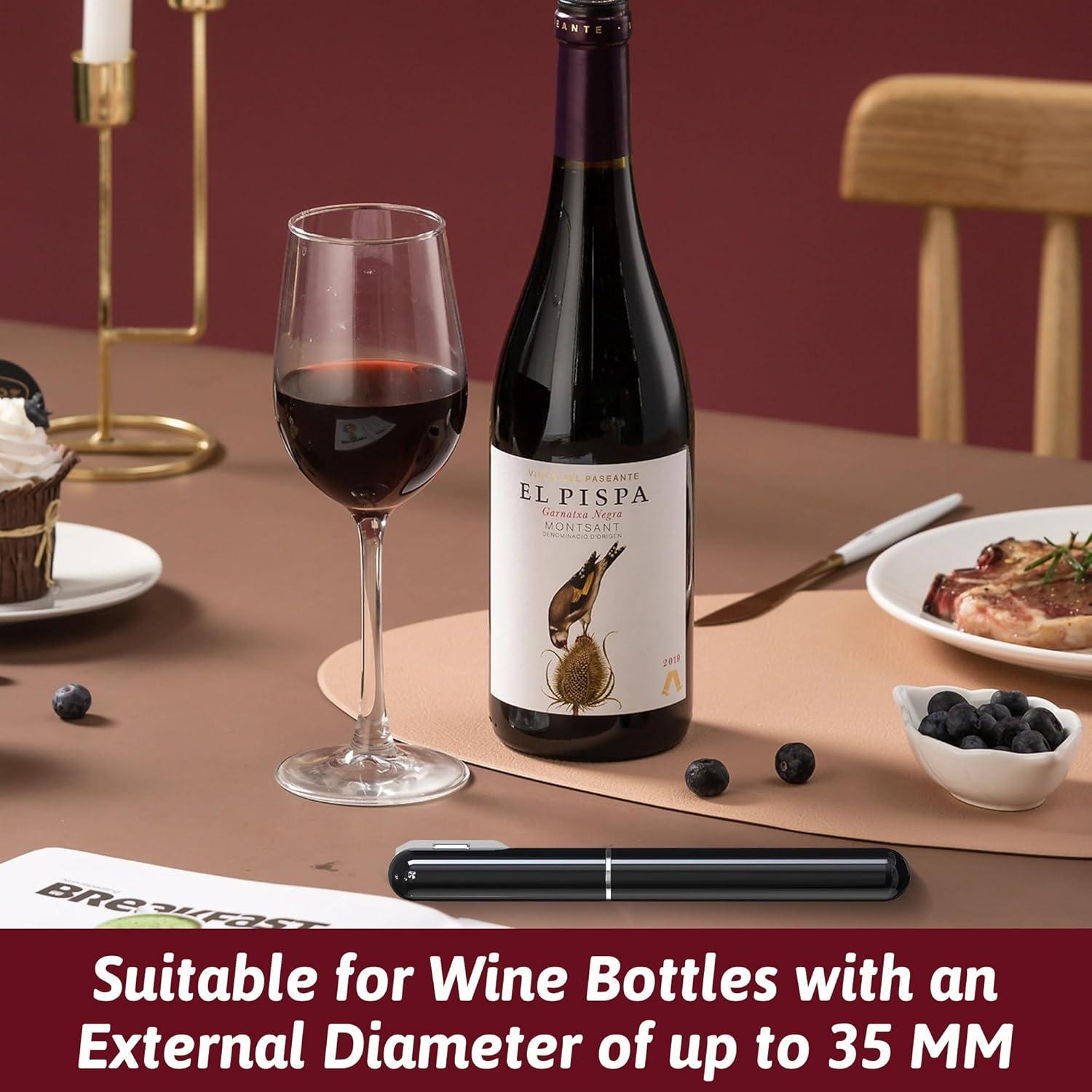imageTireBouchon Pompe Air 2en1 avec CoupeCapsule OuvreBouteille Pression dair pour Bouteilles de Vin pour Maison Restaurant Fte Cadeaux pour les Amateurs de VinNoir