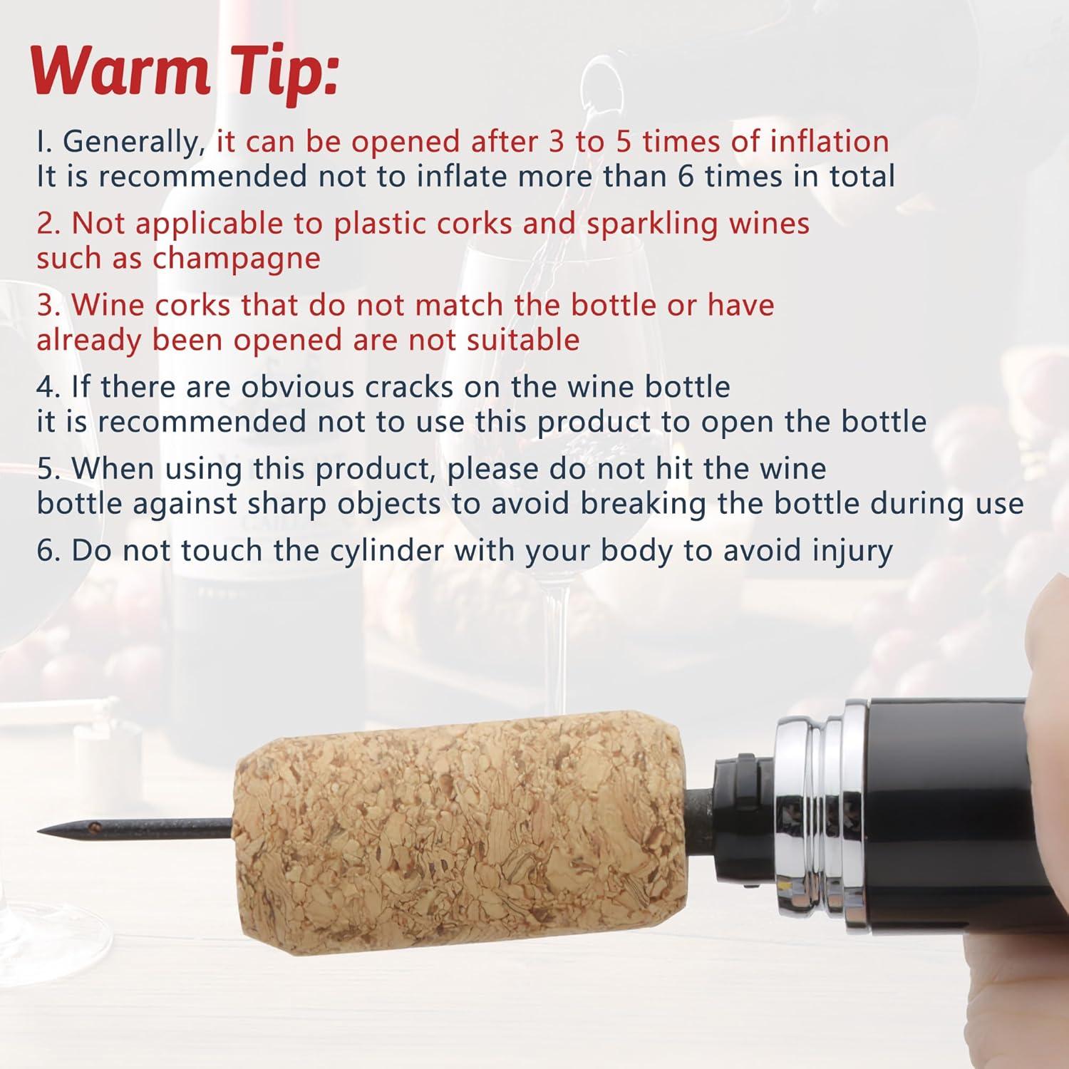 imageTireBouchon Pompe Air 2en1 avec CoupeCapsule OuvreBouteille Pression dair pour Bouteilles de Vin pour Maison Restaurant Fte Cadeaux pour les Amateurs de VinNoir