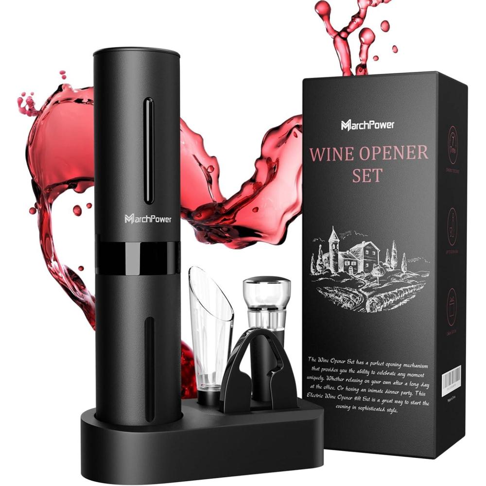 imageMarchpower TireBouchon lectrique 7s OuvreBouteille Automatique Rechargeable avec CoupeCapsule Cadeau pour Homme Nol Nouvel An ampamp SaintValentin6 en 1