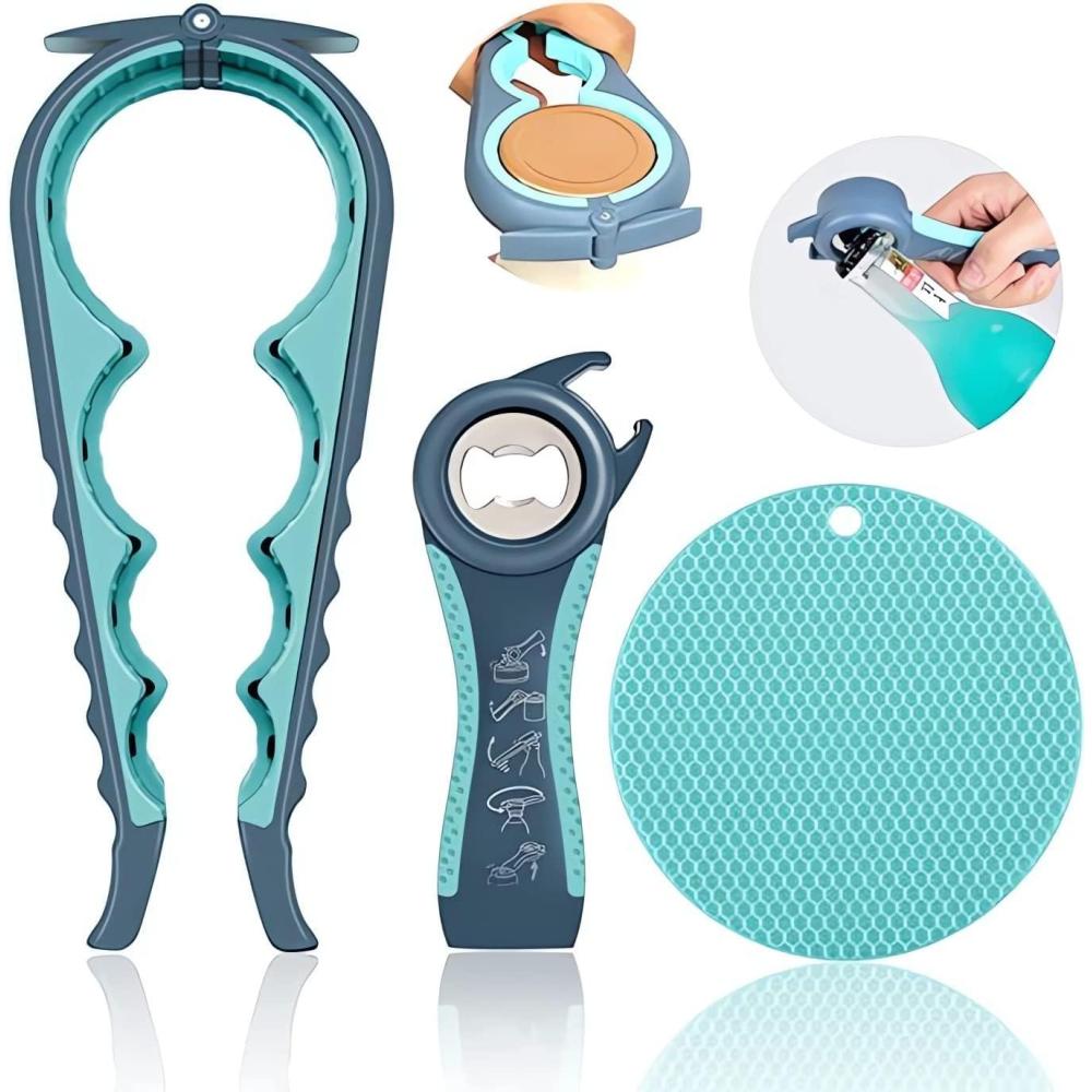 imageOuvreBouteille set de 3 OuvreBouteille en Verre Multifonctionnel Facile Utiliser pour Les Enfants Les Personnes GEs et Les Personnes Arthritiques Aide La PrHension en Silicone