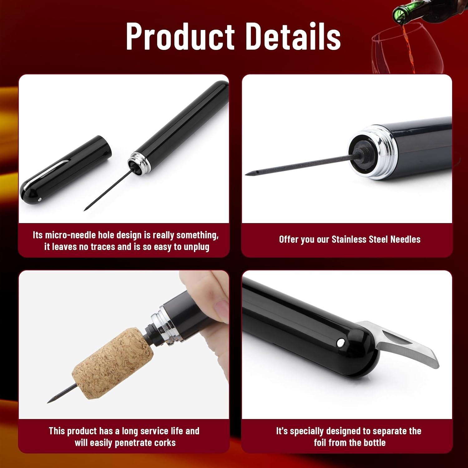 image2en1 Tire Bouchon Pompe Air avec CoupeCapsule Ouvre Bouteille Pression dair Portable Dcapsuleur pour Sommelier Amateurs de Vin Voyage Maison Restaurant
