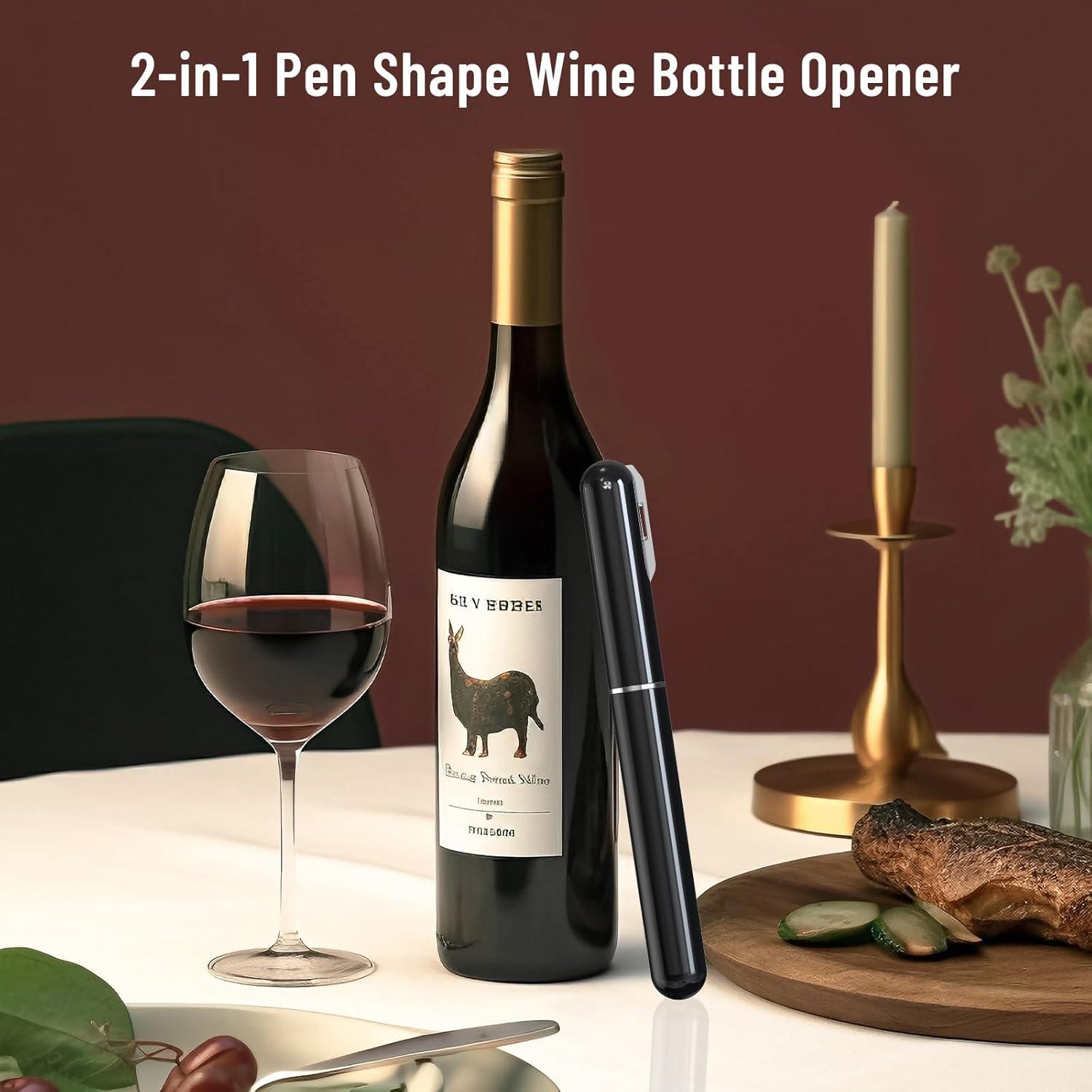 image2en1 Tire Bouchon Pompe Air avec CoupeCapsule Ouvre Bouteille Pression dair Portable Dcapsuleur pour Sommelier Amateurs de Vin Voyage Maison Restaurant