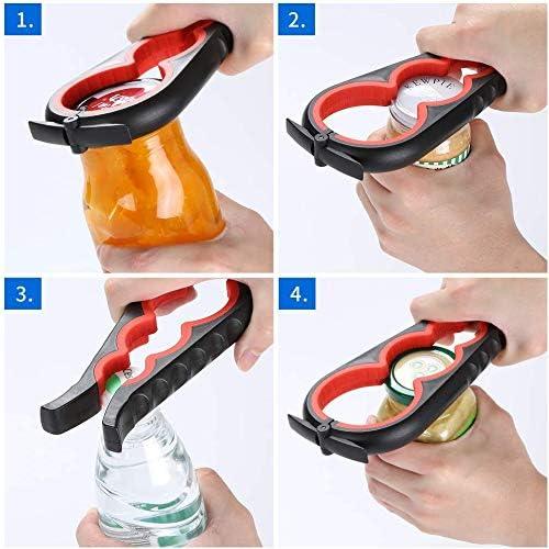 imageKit dcapsuleur Easy Jar ouvrebocaux multifonctions 5 en 1 et 4 en 1 simple utiliser pour les enfants les personnes ges et les personnes souffrant darthritebleuNoir et Rouge