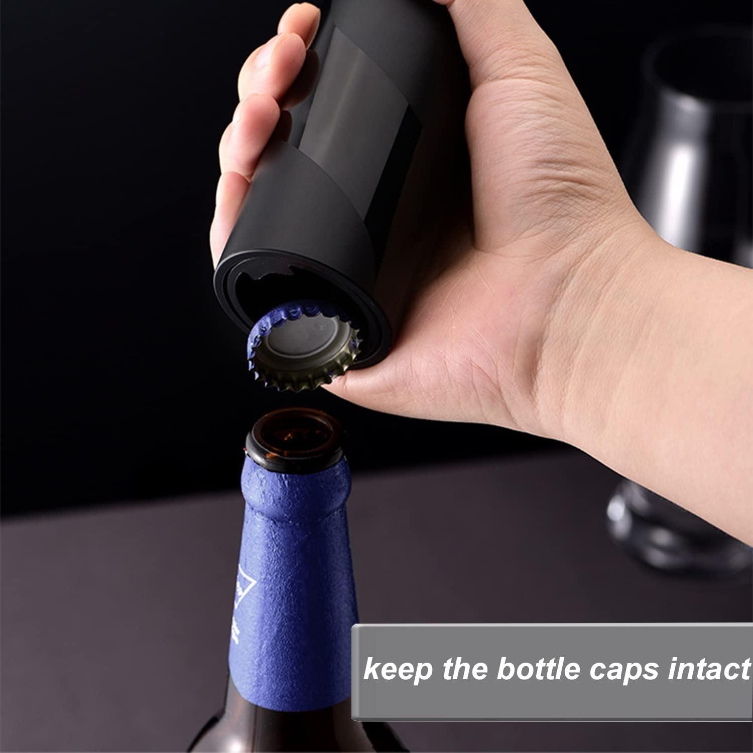 imageOuvrebouteille magntique automatique en acier inoxydable Dcapsuleur poussoir pour bouteille de vin bire soda Accessoire de cuisineSchwarz