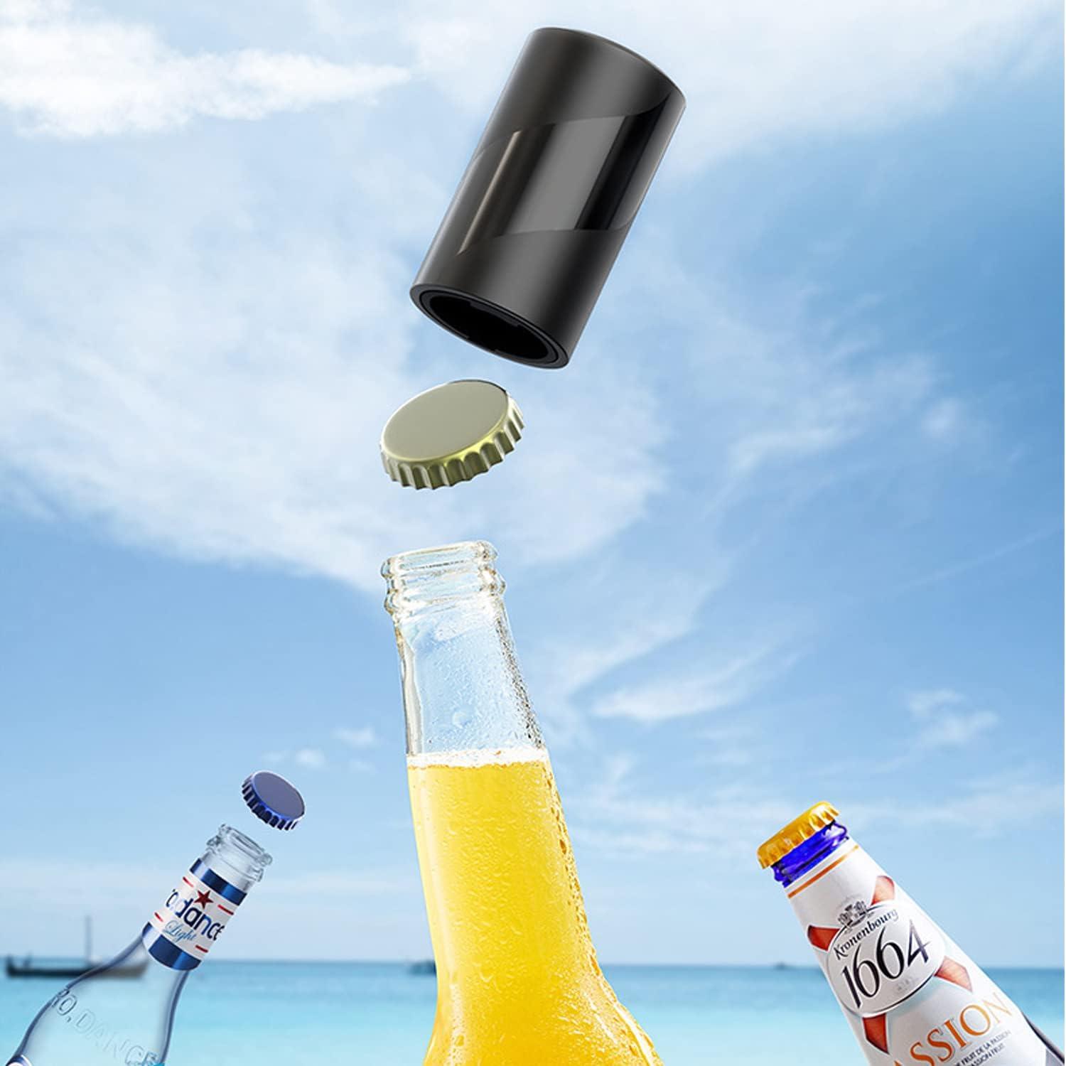 imageOuvrebouteille magntique automatique en acier inoxydable Dcapsuleur poussoir pour bouteille de vin bire soda Accessoire de cuisineSchwarz