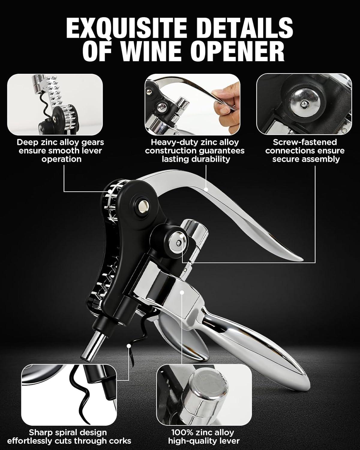 imageTire Bouchon 10 Pices Ouvre Bouteille de Vin Ensembles daccessoires pour Vin avec CoupeCapsuleOuvreLapinAnneaux AntiGoutteBouchonVerseur VinVis sans Fin pour Cadeaux et Amateurs de Vin