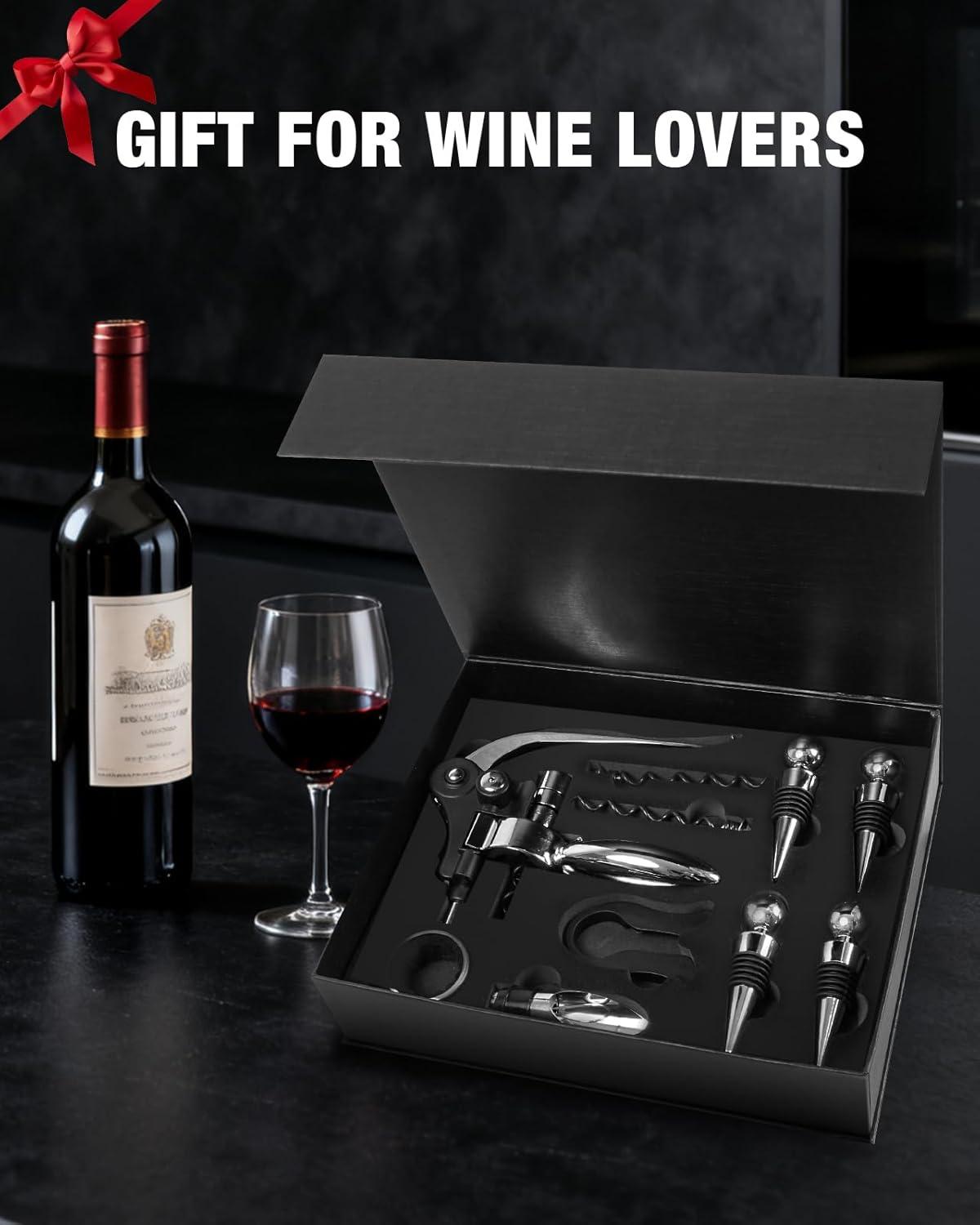 imageTire Bouchon 10 Pices Ouvre Bouteille de Vin Ensembles daccessoires pour Vin avec CoupeCapsuleOuvreLapinAnneaux AntiGoutteBouchonVerseur VinVis sans Fin pour Cadeaux et Amateurs de Vin