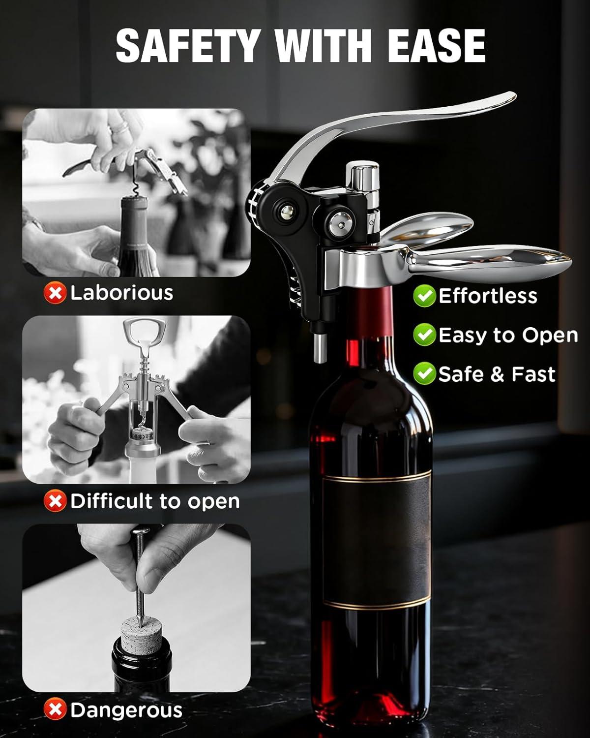 imageTire Bouchon 10 Pices Ouvre Bouteille de Vin Ensembles daccessoires pour Vin avec CoupeCapsuleOuvreLapinAnneaux AntiGoutteBouchonVerseur VinVis sans Fin pour Cadeaux et Amateurs de Vin