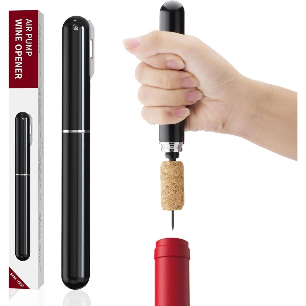 image2en1 Tire Bouchon Pompe Air avec CoupeCapsule Ouvre Bouteille Pression dair Portable Dcapsuleur pour Sommelier Amateurs de Vin Voyage Maison Restaurant