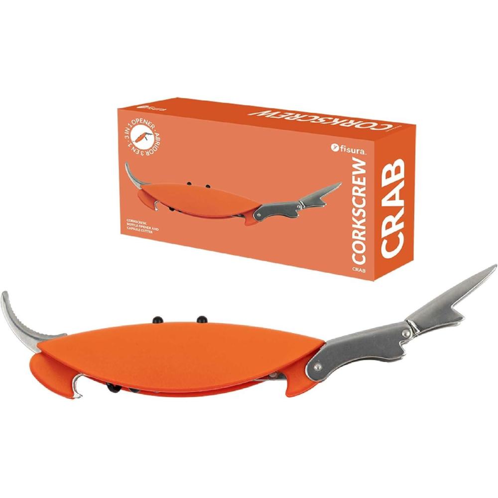 imageFisura Tirebouchon original crabe Tirebouchon en acier inoxydable avec coupecapsule intgr Ouvrebouteille de vin et dcapsuleur amusant Ouvrebire cadeau