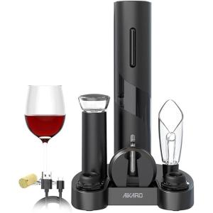 AIKARO – Ouvre-bouteilles de vin électrique Tire-bouchon électronique automatique, À piles (Ensemble)(Rechargeable Opener Base Set)