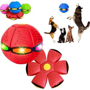 Balle disque pour chien avec lumières, jouet portable pour soucoupe volante, balle de disque créative pour chien de grande taille (vert, 6 lumières)(Rouge)