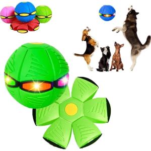 Balle disque pour chien avec lumières, jouet portable pour soucoupe volante, balle de disque créative pour chien de grande taille (vert, 6 lumières)(Vert)