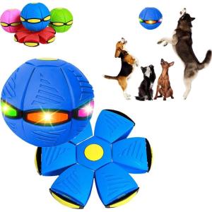 Balle disque pour chien avec lumières, jouet portable pour soucoupe volante, balle de disque créative pour chien de grande taille (vert, 6 lumières)(bleu)