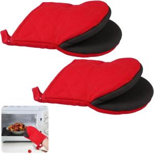 1 Paire Gant Four Anti Chaleur (19.5×15.5 cm), Résistant à la Chaleur de 260° Gant de Cuisine Four, Antidérapant en Caoutchouc Chloroprène et Coton Gant pour Four, Convient pour Cuisson, Grillades
