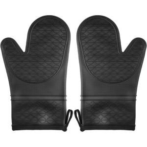 1 Paire Gants Four Anti Chaleur avec Intérieur en Coton, Résistant à la Chaleur Jusqu&rsquo;à 250°C, Maniques Cuisine Silicone, AntidéRapant, Gants Four pour la Cuisson, la Pâtisserie et Le Barbecue