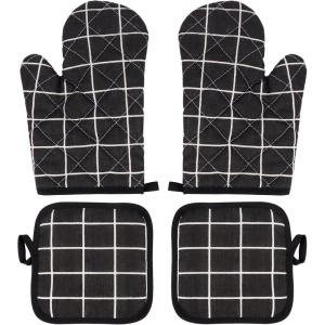 1 paire de gants de cuisine et 2 maniques, gants de four résistants à la chaleur, lavables jusqu&rsquo;à 300 °C pour la cuisson, le barbecue, la pâtisserie