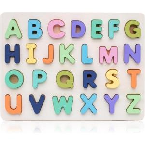 26 PCS Puzzle en Bois Lettres ABC Jouet Montessori Apprentissage de l&rsquo;Alphabet Jeu Éducatif Précoce pour Tout-Petits et Enfants d&rsquo;Âge Préscolaire (Multicolore)