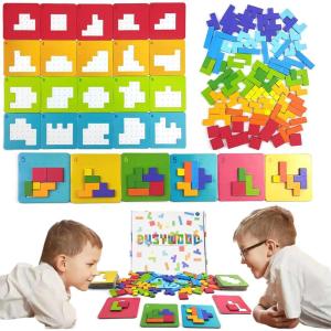 120 pièces de Forme Mosaique Puzzle en Bois Tangram Enfant, Puzzle Enfant 4 5 6 7 Ans, Jeux Montessori, Jeux Educatif 3 4 5 6 Ans,Jouets Montessori éducatifs Cadeaux pour garçons et Filles(E)