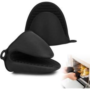 1 Paire Gant de Cuisine épais en Silicone,Gants de Four Résistant à la Chaleur, Gants de Cuisine Antidérapants, Gant Cuisine Anti Chaleur pour Cuisiner, Barbecue, Cuisson, Noir