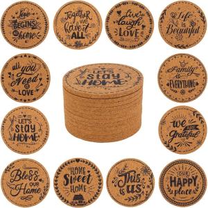 12 Pièces Dessous de Verre en liège, sous-Verres pour Boissons, sous Verres pour Table Basse, pour Une Décoration Absorbante dans la Cuisine ou la Salle à Manger de 10cm de Diamètre, Bar(Liège Naturel)