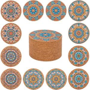 12 Pièces Dessous de Verre en liège, sous-Verres pour Boissons, sous Verres pour Table Basse, pour Une Décoration Absorbante dans la Cuisine ou la Salle à Manger de 10cm de Diamètre, Bar(Multicolore)