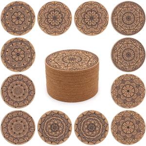 12 Pièces Dessous de Verre en liège, sous-Verres pour Boissons, sous Verres pour Table Basse, pour Une Décoration Absorbante dans la Cuisine ou la Salle à Manger de 10cm de Diamètre, Bar(Noir)