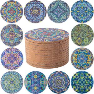12 Pièces Dessous de Verre en liège, sous-Verres pour Boissons, sous Verres pour Table Basse, pour Une Décoration Absorbante dans la Cuisine ou la Salle à Manger de 10cm de Diamètre, Bar(Vert)