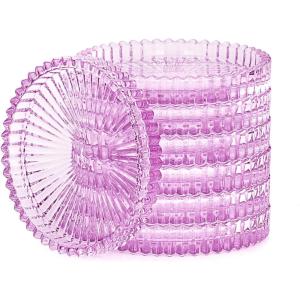 5pcs Dessous de Verres en Verre sous-Verres décor de Table pour Boissons, café, thé, Verre, diamètre de 8,5cm (Bleu)(Violet)