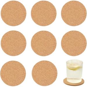 8 Pièces Dessous de Verre Liege Rond – 3 mm D’Épaisseur Dessous de Verre Réutilisables pour la Maison Bureau Bar et Restaurants Tasses Bouteilles Bols, 10 cm Diamètre(8 Pièces)