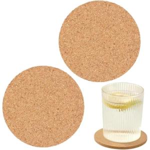 8 Pièces Dessous de Verre Liege Rond – 3 mm D’Épaisseur Dessous de Verre Réutilisables pour la Maison Bureau Bar et Restaurants Tasses Bouteilles Bols, 10 cm Diamètre(2 Pièces)