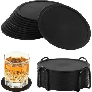 12 Pièces Dessous de Verre Silicone,sous Verre Tasses Rondes Antidérapants,avec Plateau pour Tous Les Types de Tasses dans Les Cafés, Les Bars, Les Maisons et Plus Encore