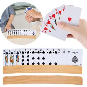 2 Pièces Porte-Cartes à Jouer en Bois, Porte Cartes à Jouer au Design Incurvé, Porte Carte Enfant