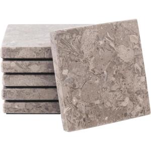 Dessous de Verre Lot de 6 sous-Verres carrés en marbre Blanc Faits à la Main pour la Cuisine – Pot idéal pour Boire du thé Assiettes absorbantes(Océanique)