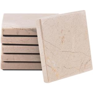 Dessous de Verre Lot de 6 sous-Verres carrés en marbre Blanc Faits à la Main pour la Cuisine – Pot idéal pour Boire du thé Assiettes absorbantes(Vérone)