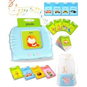 510 Mots Carte Flash Parlante Francais, Jouer Enfants 2 Ans, Cartes éducatives pour Enfants de 2 à 6 Ans Cadeaux d&rsquo;anniversaire Rose (French/English/Bilingual)(224 Mots-Bleu-Français)