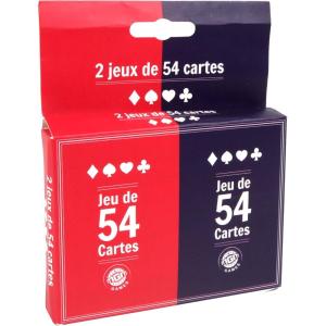 2 Jeux de 54 Cartes – Rouge et Bleu – 144634LINA – Jeu De Cartes – Carton – 2 à 6 Joueurs – Cartes à Jouer – Jeux de Société – Jeux de Voyage – Belote – Poker – Rami – 8,5 cm x 5,5 cm